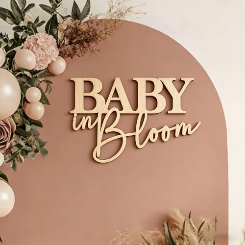 Baby in Bloom Sign for Backdrop Wooden Boho Floral Baby Shower Party Decor for Gender Reveal Flower Theme Boy or Girl Party Dcor