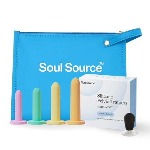 Soul Source | Silicone Wand Set Pelvic Floor Trainer | Progressive Comfort & Strength | Medium Sizes 3-6 with Travel Pouch and Handle