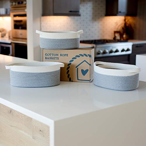 Image of NaturalCozy Woven Baskets (Oval) | Off White & Grey