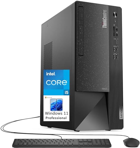 Image of Lenovo ThinkCentre Neo 50t Gen 3 Tower Business Desktop Computer, 6-Core Intel Core i5-12400(Beat i7-11700), 64GB RAM, 2TB SSD, 1TB HDD, DVD±RW, 3-in-1 Card Reader, WiFi 6, Desktop Tower, Win 11 Pro