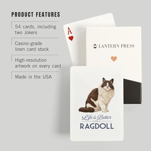 Lantern Press Baraja de 52 Cartas de Póker Ragdoll Cat miniatura 3