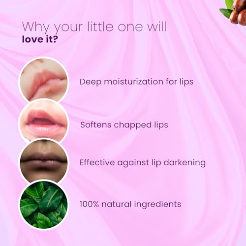 Image of BabyOrgano Rose & Pomegranate Lip Balm for Kids | 0+ Years | Natural Moisturizing Lip Care Mask | Desi Cow Ghee & Kokum Butter | Dry, Chapped & Lighten Lips | Chemical & Paraben Free | 8gm (Pack of 1)