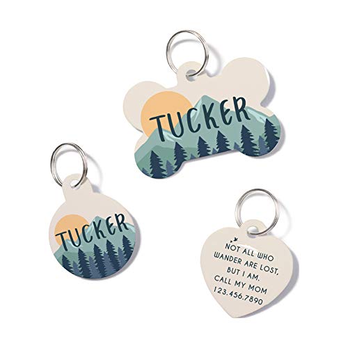 waaag Pet ID Tags, Personalized Moutain Landscape Sunset Sunrise Pet ID Tags, Dog Tag, Cat Tag, Name ID Tag, Dog Collar Tag, Cat Collar Tag