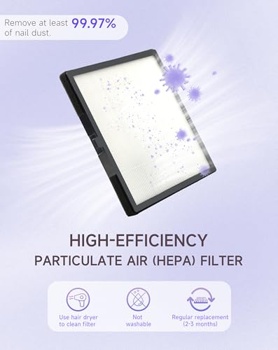 Image of BRANTMAKER Nail Dust Collector with Brush and 2 Reusable Filters (White) | Vacuum Dust Fan for Acrylic Nails