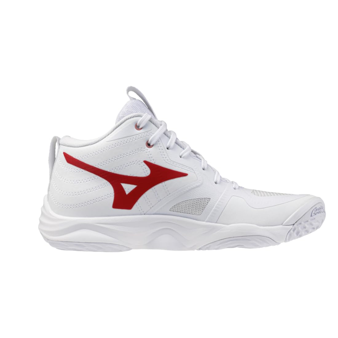 Mizuno Wave Momentum Elite Mid, Scarpe da Pallavolo Mid-Top, Bianco e Rosso, con Ammortizzazione Enerzy