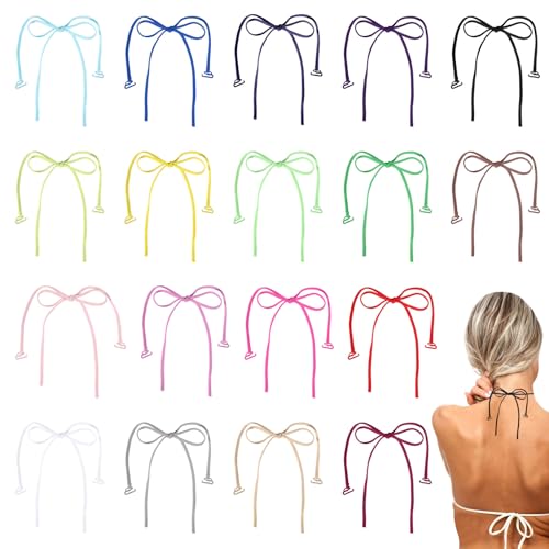 Image of FREEBLOSS 18Pairs Halter Neck Bra Straps Replacement 18 Colors Decorative Bra Straps for Women Adjustable Bathing Suit Strap
