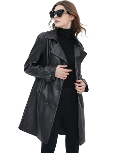 Beinia Women's PU Faux Leather Blazer Jacket, Waterproof, Button Front3