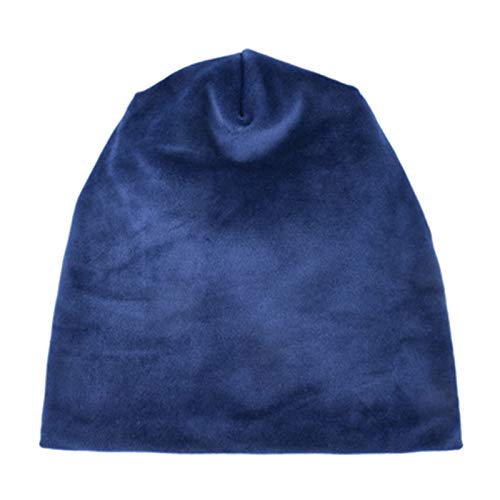 XIARUI Hat Solid Color hat Scarf Sets Woman's Beanie Warm Velvet Bonnet Winter Hats for Women Turban Cap Ladies Scarves Warm Neck caps Casual (Color : Hat Blue)