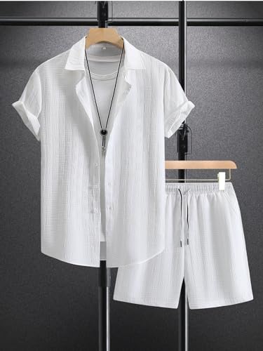 Floerns Men's Casual Button Down Short Sleeve Shirts Shorts Set 2 Piece Outfit2