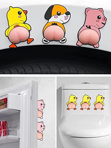 2 Pcs Cute Animal Stickers, Anti Collision Car Door Stickers, Waterproof 3D Silicone Butt Stickers For Car, Car Accessories Car Door Guards Protectors Rearview Mirror Bumper Stickers (Chicken) #TOP4