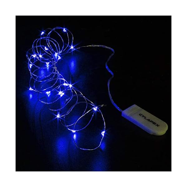 CYLAPEX 12 Stück blaue Lichterkette, batteriebetrieben, sternenklare Lichterkette auf 1 m silberfarbenem Kupferdraht DIY… – Bild 4