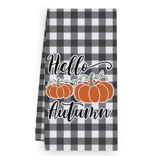 Geschirrtücher Kürbis Schwarz Orange Handtücher Waffeltücher Küchentücher Geschirrhandtücher Saugfähige Trockentücher Küche Multi-Purpose Abtrockentücher Küche Handtuchset 4 Stück (40x60cm) – Bild 3