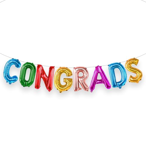 Image of Graduation Decorations 2026 | Multicolor Congrats Balloon - 16 Inch | Colorful Congrats Grad Balloons Foil for Graduation Decorations 2026 | Grad Balloons Banner - KatchOn