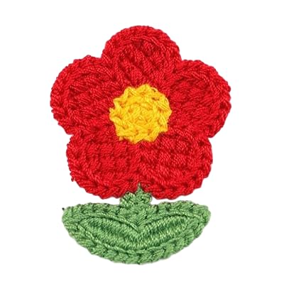 Naszywka haftowana 5 * 3,8 cm 30 szt. małych naszywek z kwiatami szydełkowymi, naszywki haftowane, aplikacje żelazne, chińskie na odzież, do przyszycia kurtkę jeansową(Big Red)