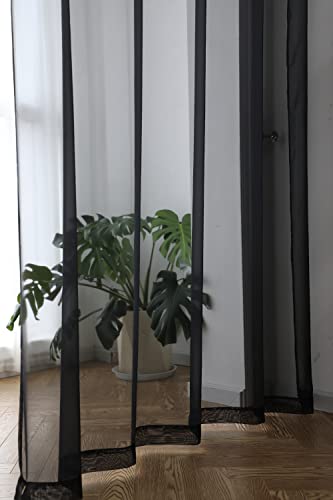 Image of Window Black Sheer Curtains 84 Inches Long 2 Panels Sheer Curtain Basic Rod Pocket Panel for Bedroom Children Living Room Yard Kitchen (Black, 52 inch W x 84 inch L | 2 pcs)