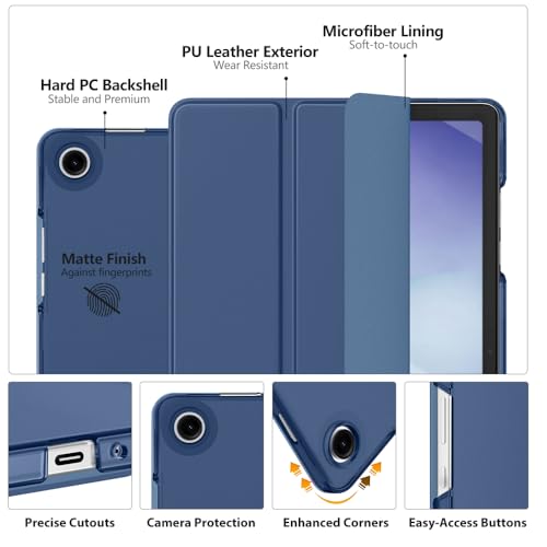 Image of MoKo for Samsung Galaxy Tab A11 Plus / A11+ Case 11 Inch 2026, Galaxy Tab A9 Plus / A9+ Case 11 Inch 2024, Slim Stand Hard PC Translucent Back Shell Smart Cover, Auto Wake /Sleep, Denim