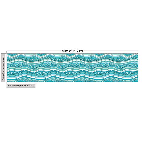 Premium Blue and White Coastal Fabric by the Yard - Hand-Drawn Wave Pattern for Vibrant Upholstery and Home Decor Accents 4 Premium Blue and White Coastal Fabric by the Yard - Hand-Drawn Wave Pattern for Vibrant Upholstery and Home Decor Accents - Image 3