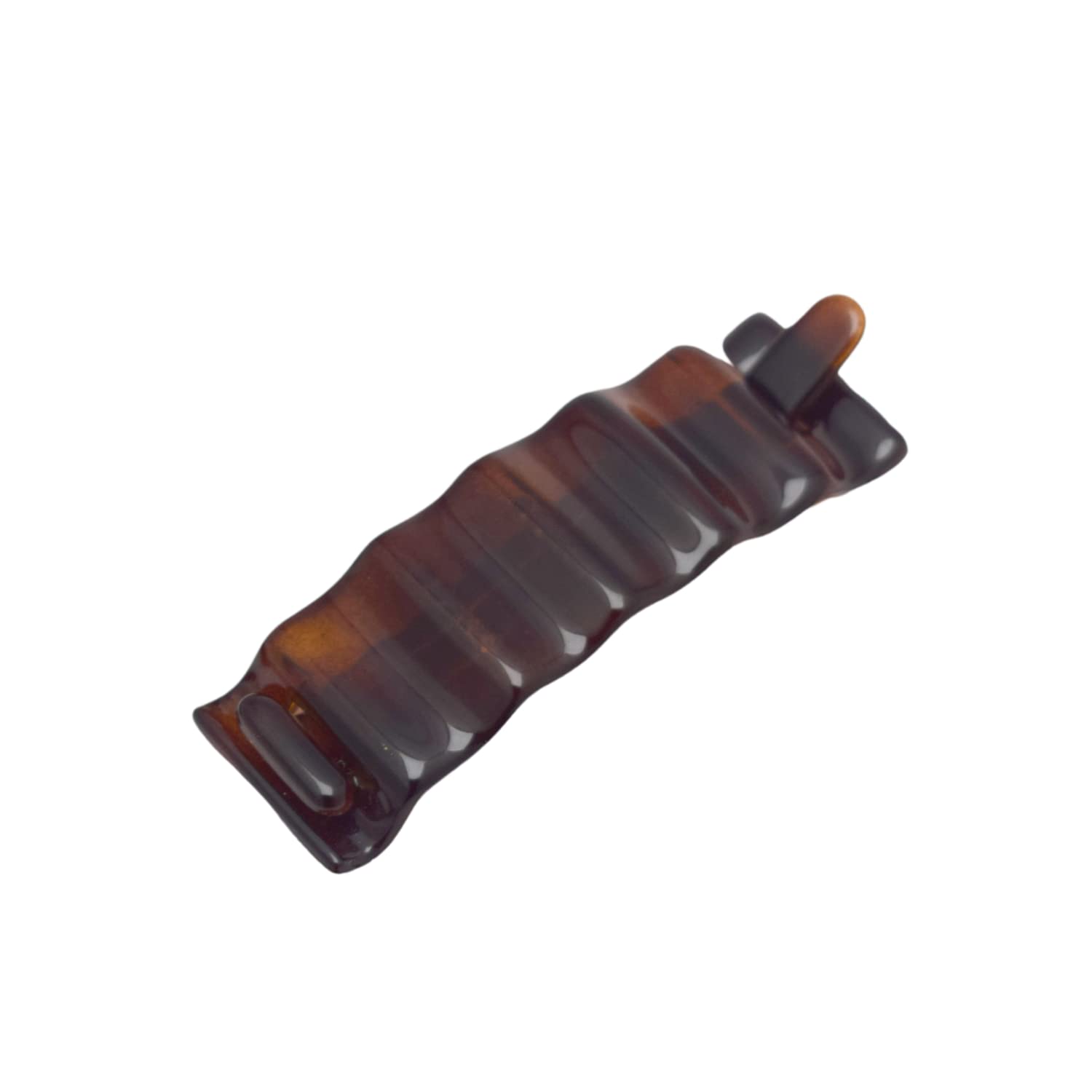 Parcelona French Crinkled Tortoise Shell 3" Metal-Free Hair Clip Barrette