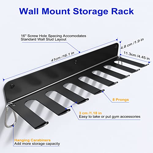8 Prongs Home Gym Storage Rack, Workout Wall Rack, Multi-Purpose Wall Mount Holder For Exercise Bands, Dumbbell, Jump Ropes, Lifting Belt, Chains #TOP2