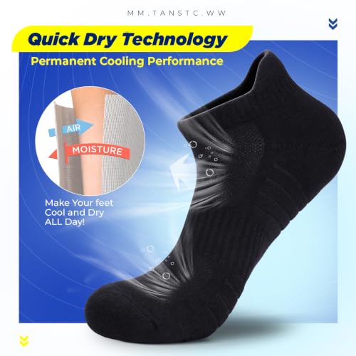 Image of TANSTC Athletic Running Ankle Socks,6Pairs Cushioned Low Cut Anti-Blister Tab Sports Sock Men Women