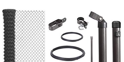 Preisvergleich Produktbild Alberts 634896 Maschendrahtzaun als Zaun-Komplettset, zum Einbetonieren / verschiedene Längen und Höhen - wahlweise in verschiedenen Farben / anthrazit-metallic / Höhe 100 cm / Länge 50 m