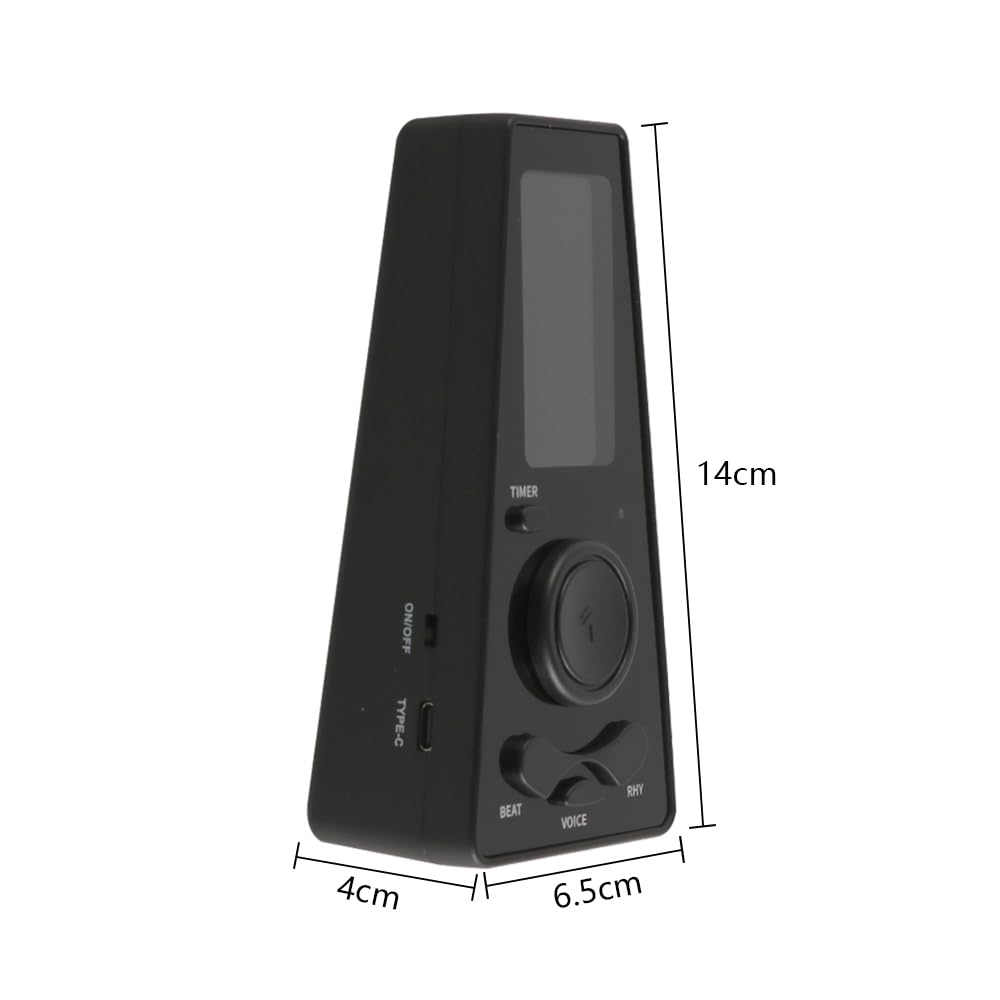 Metronomo Digitale con Controllo del Volume, manopola del Tempo e Timer, metronomo elettronico con battiti vocali per Pianoforte, Violino, Chitarra, Ukulele e Batteria (Nero)