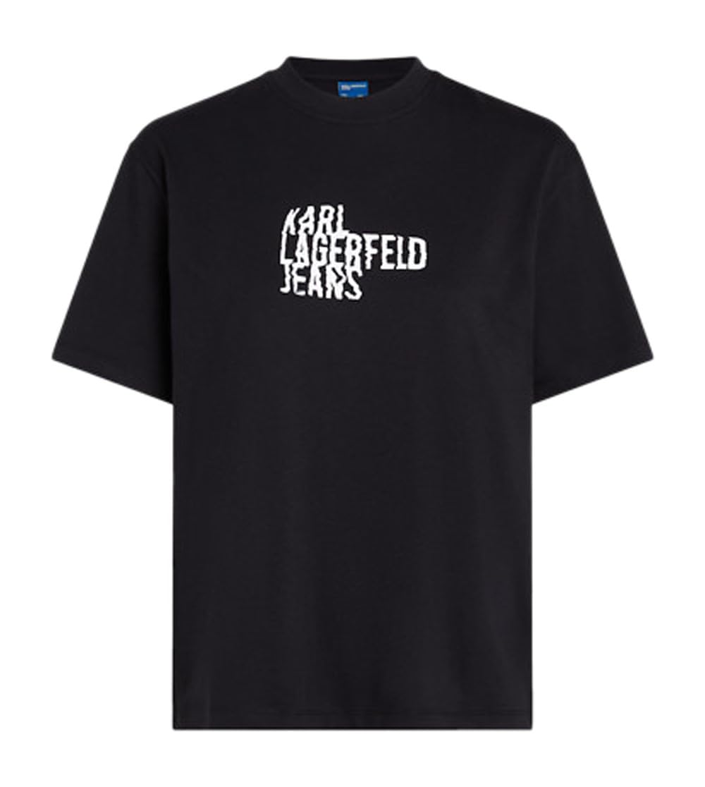 KARL LAGERFELD JEANS, Women's, Regular Short Sleeve Stacked Logo Tee, Regular Fit, Black, XS