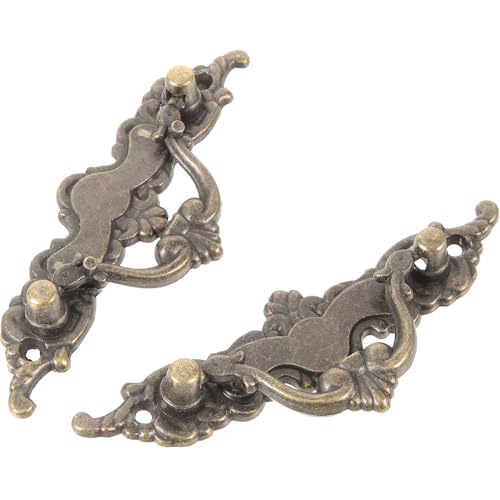 HEATSHAKING Tiradores Metálicos Vintage para Armarios y Alacenas, 2 Piezas en Bronce Antiguo Diseño Clásico, Manijas para Muebles de Cocina, Cajones y Gabinetes, Compactas y Duraderas