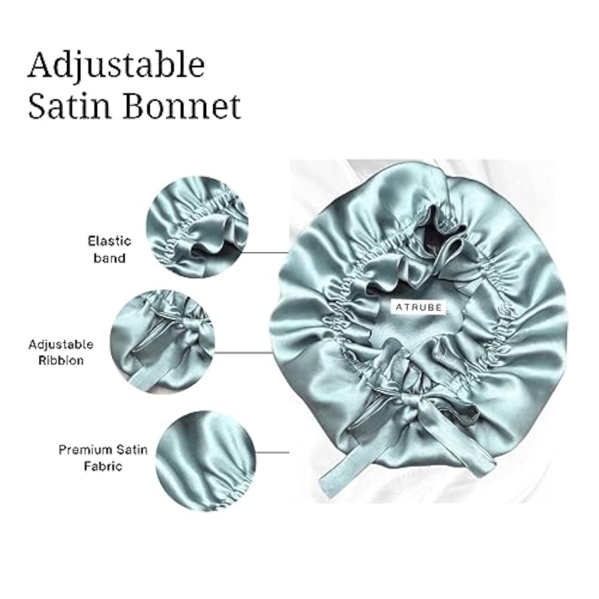 Reversible Silk Satin Bonnet Sleep Cap with Adjustable Tie Band
