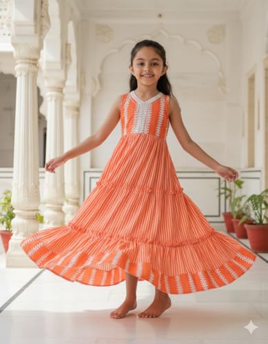 Image of Tasas Girls Floral Anarkali Kurta|Ethnic Wear for Girls|Traditional Girls Ethnic Wear|