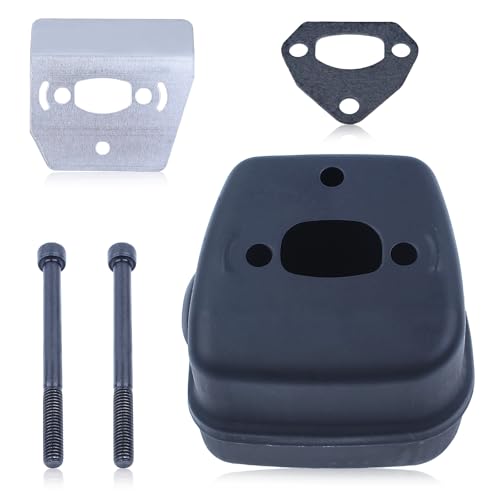 Haishine Exhaust Muffler Bolt Heat Shield Gasket Kit for Husqvarna 36 41 136 137 141LE 142E Chainsaw, Exhaust Muffler with Muffler Bracket Cooling Pan Gasket Bolts Kit Replace 530 06 94-15