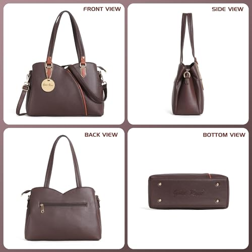 Image of Gold Rose Women's Vegan Leather Handbag - Stylish Shoulder and Crossbody Bag for Women | Multi-Compartment Office, Party and Daily Use Purse