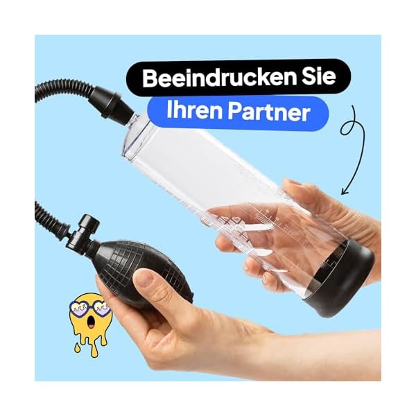 Baseks Classic Penispumpe 24 cm - Manuelle Penis Pumpe für eine extra volle und starke Erektion - Vakuumpumpe für Den Mann - Vakuumpumpe zur Penis Vergrößerung - Klar – Bild 5