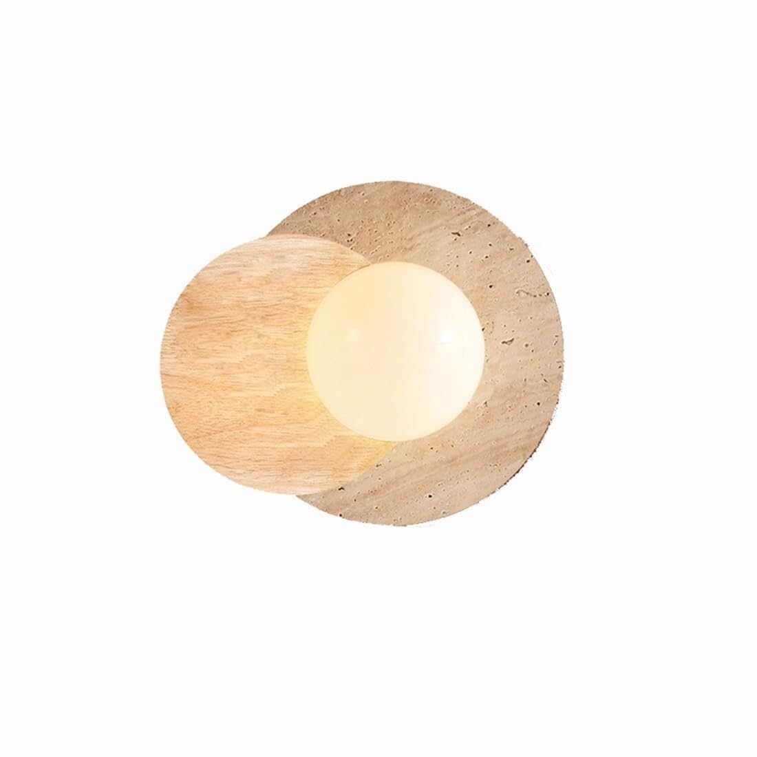 Lampada da Parete Moderna Forma Geometrica Rotonda In Marmo Beige 30 cm