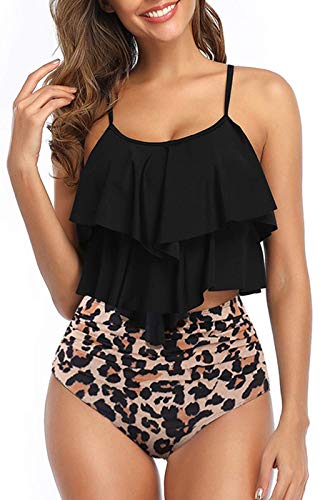 Cysincos Bathing Suit for Women Two Piece Tummy Control Swimsuit High Waisted Tankini Bathing Suits with Bikini Bottom Swimwear