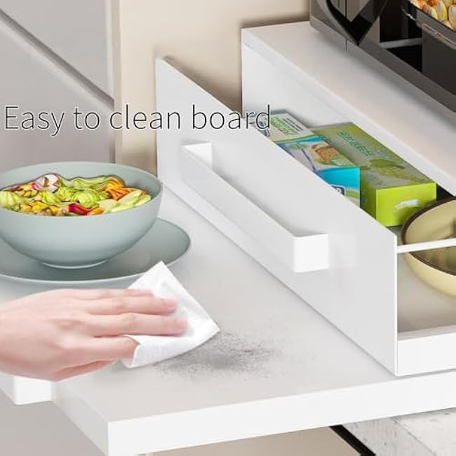 Countertop Microwave Rack with Storage, Adjustable Kitchen Stand for Oven, Rice Cooker & Small Appliances Organizer(White)