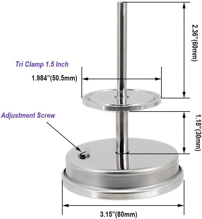 Brew Kettle Fermenter Thermometer Kit 1.5 Inch Tri Clamp 3" Dial 2.5" Stem Length Stainless Steel 304 Hermetically sealed