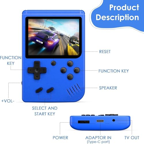 Handheld Game Console,Portable Gaming System with 400+ Classic Games,3.0" LCD Screen,Retro Game Console Support TV Connection & 2 Players for Kids Adults(Blue) - Image 8