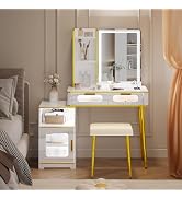 Amazon.com: OUTDOOR DOIT Vanity Desk with Mirror and Lights, Black ...