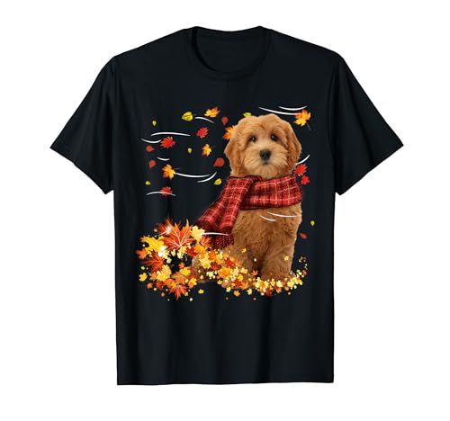 Goldendoodle �H�̐Ԃ��X�J�[�t �H�̗t ���D���ւ̃M�t�g T�V���c