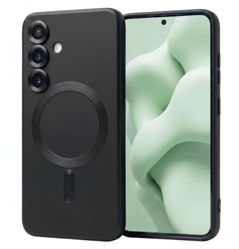Image of amazon basics Premium Mag-Safe Case for Samsung Galaxy A34 5G | Shockproof & Anti-Scratch Cover | Soft Silicone with Wireless Charging | Camera Lens Guard - Black
