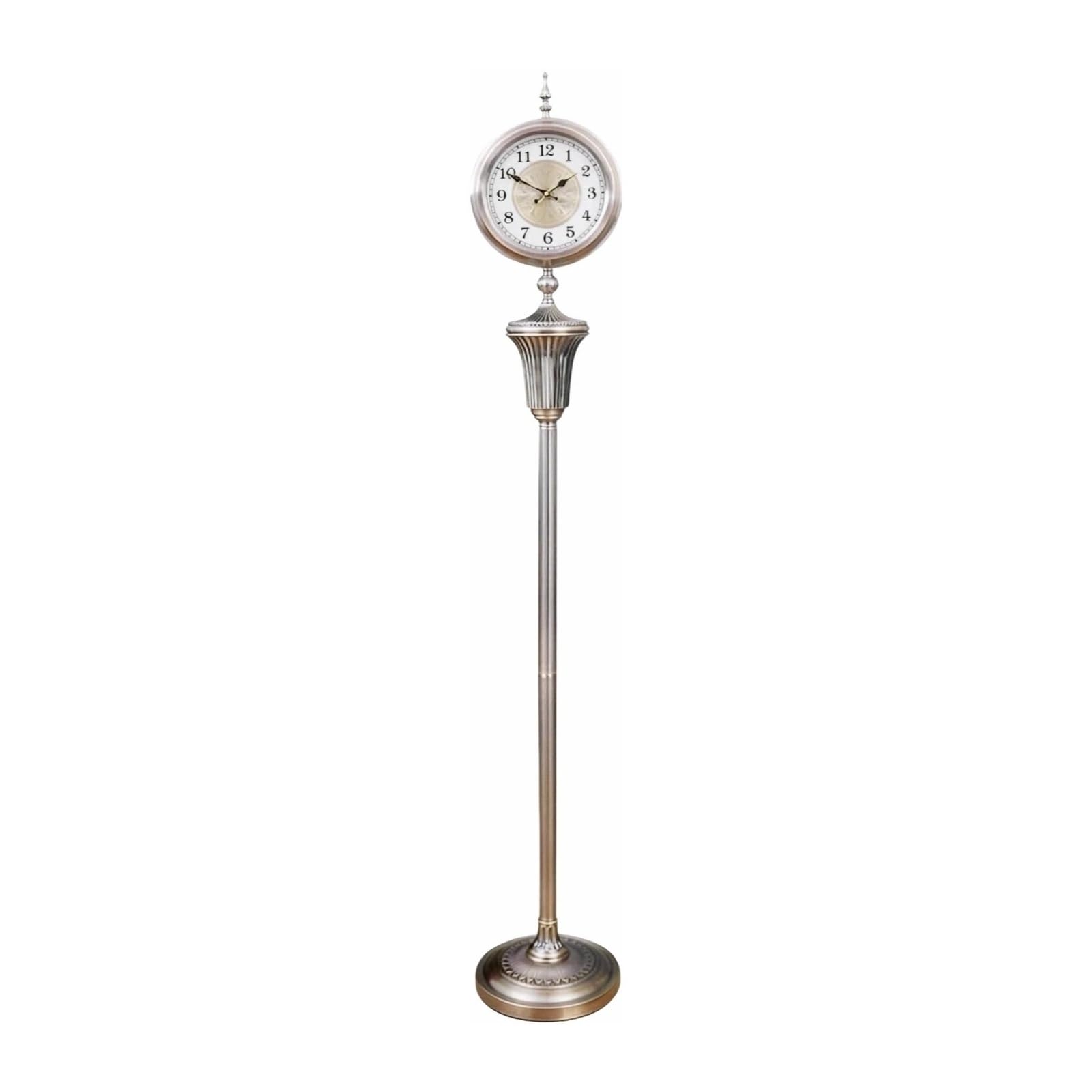Lizhuzhuzs28 Silver Home Metal Floor Standing Clock European Style Décor