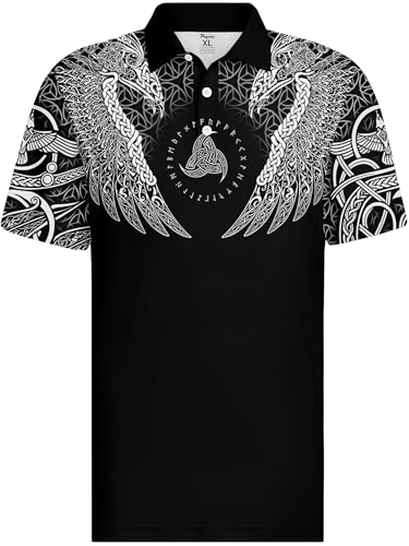 Image of PAGYMO Funny Golf Shirts for Men Crazy Printed Pattern Novelty Moisture Wicking Performance Mens Polo Shirt