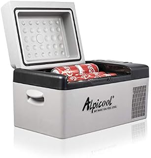 Alpicool lodówka turystyczna 12 V, mini lodówka turystyczna, elektryczna zamrażarka kempingowa, mała, przenośna, do samochodu, ciężarówki, łodzi, kampera, ze złączem USB 20 Liter C20 Modell