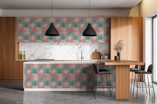 Adhesivo lavable Wallfluent para muebles de cocina vinilo mate cubiertos abstractos 100x50 cm 7