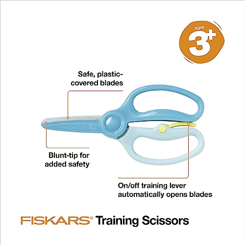 Fiskars Tesoura de treinamento para crianças a partir de 3 anos com fácil aderência (pacote com 3) -