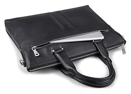 DHAEY Business Briefcase Handbag, Simple Business Bag Leather Briefcase Shoulder Messenger Satchel Cowhide 15inch3
