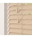 Natural Oak 50mm Faux Wood Venetian Blinds Fine Grained With Strings 120cm Drop 60cm Wide