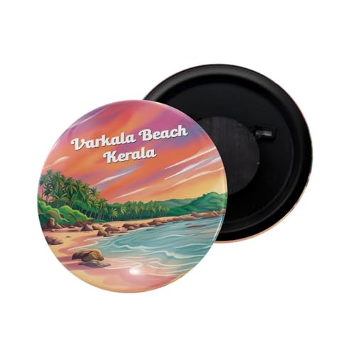 Image of dhcrafts Fridge Magnet Multicolor Kerala Varkala Beach Kerala Glossy Finish Design Pack of 1 (58mm)