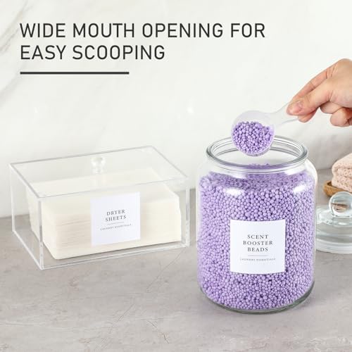 Image of LANDNEOO Glass Jars and Dryer Sheet Holder, Dispenser Set with Lids and Labels, Containers for Laundry Room Organization and Storage